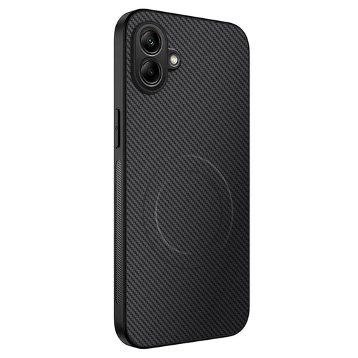 WANLONFENG For Samsung Galaxy A06 5G Magnetic Case  TQ Series Carbon Fiber Texture PC TPU Phone Cover - Black - 1