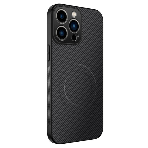 WANLONFENG For iPhone 15 Pro Max Case Compatible with MagSafe  TQ Series Carbon Fiber Texture PC TPU Phone Cover - Black - 1