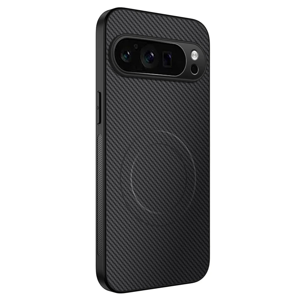WANLONFENG For Google Pixel 9 Pro XL Magnetic Case  TQ Series Carbon Fiber Texture PC TPU Phone Cover - Black - 1