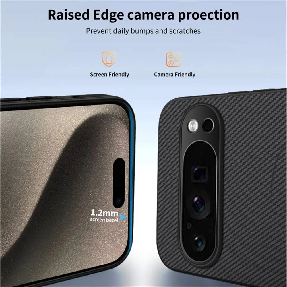 WANLONFENG For Google Pixel 9 Pro XL Magnetic Case  TQ Series Carbon Fiber Texture PC TPU Phone Cover - Black - 3