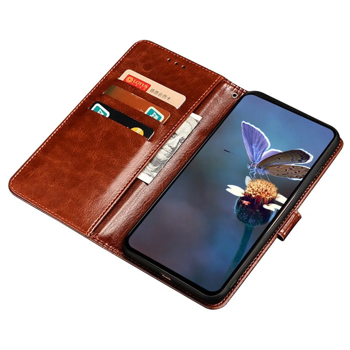 IDEWEI For iPhone 18 Pro / 17 Pro Stand Case Crazy Horse Texture Leather Phone Cover - Brown - 2
