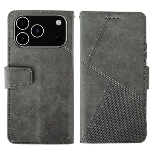 IDEWEI For iPhone 18 Pro / 17 Pro Case Leather Wallet Phone Cover Stand Calf Texture - Grey - 1