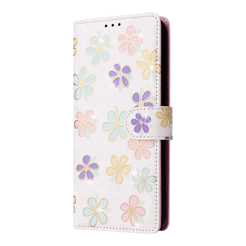 For Samsung Galaxy A18 5G / A17 5G / A17 4G / A26 5G Case RFID Blocking Flower Leather Phone Cover with Wrist Strap - Colorful Flower - 6
