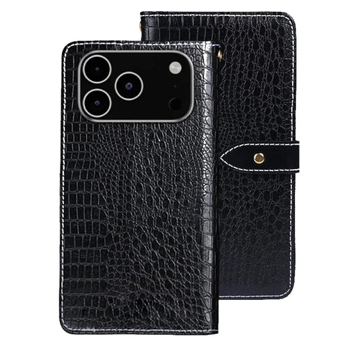 IDEWEI For iPhone 18 Pro Max / 17 Pro Max Case Crocodile Texture PU Leather Flip Phone Cover - Black - 1