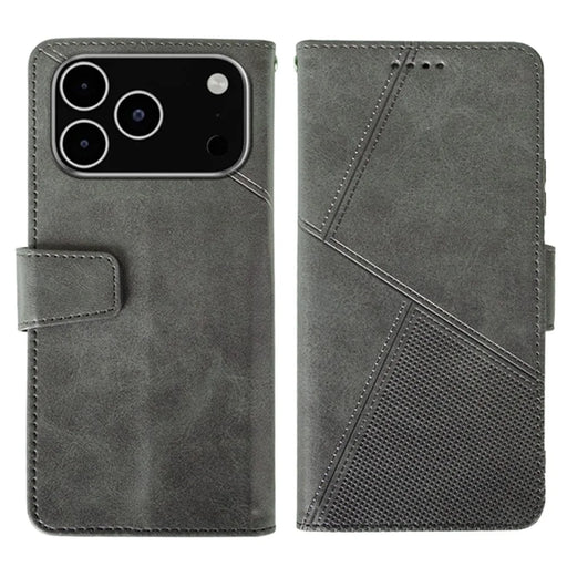 IDEWEI For iPhone 18 Pro Max / 17 Pro Max Case Leather Wallet Phone Cover Stand Calf Texture - Grey - 1