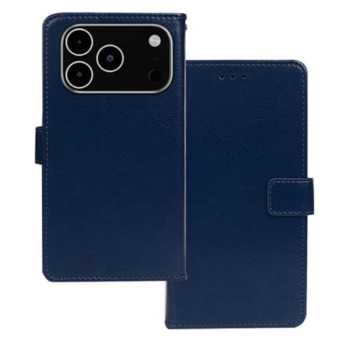 IDEWEI For iPhone 18 Pro / 17 Pro Case Wallet Leather Phone Cover Crazy Horse Texture - Blue - 1