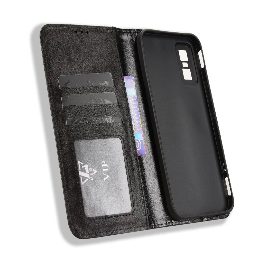 For Infinix GT 30 Pro 5G Leather Case Wallet Stand Retro Texture Phone Cover - Black - 5