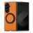 For Samsung Galaxy Z Fold7 5G Case with Ring Kickstand Magnetic Case PU Leather Back Cover - Orange - 2