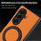 For Samsung Galaxy Z Fold7 5G Case with Ring Kickstand Magnetic Case PU Leather Back Cover - Orange - 5