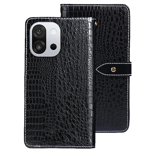 IDEWEI For OnePlus 13T 5G Case Crocodile Texture PU Leather Flip Phone Cover - Black - 1