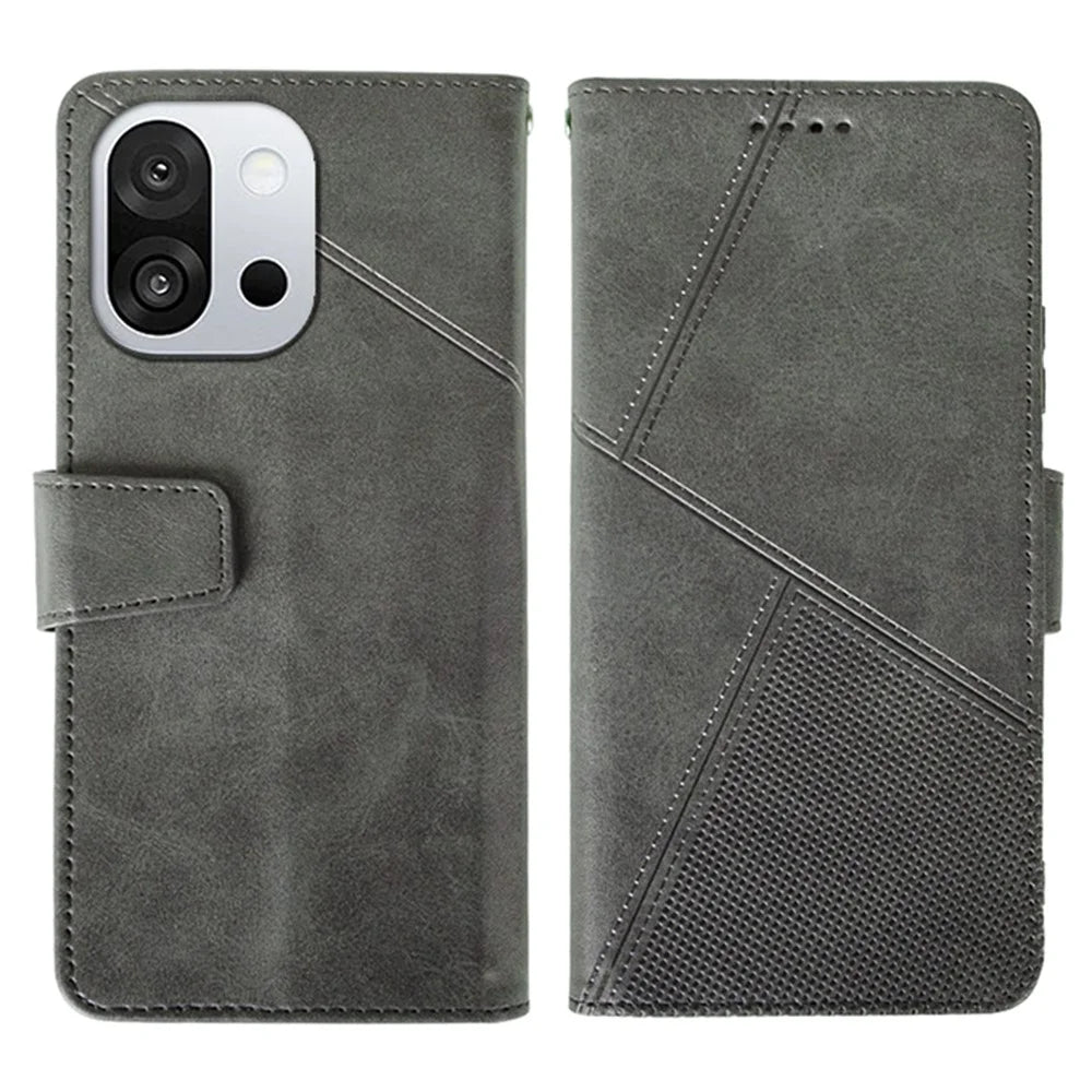 IDEWEI For OnePlus 13T 5G Case Leather Wallet Phone Cover Stand Calf Texture - Grey - 1