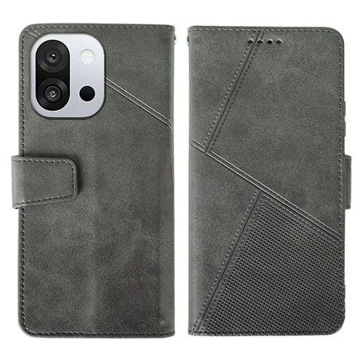 IDEWEI For OnePlus 13T 5G Case Leather Wallet Phone Cover Stand Calf Texture - Grey - 1