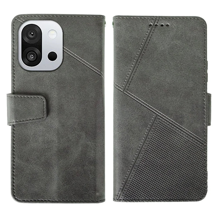 IDEWEI For OnePlus 13T 5G Case Leather Wallet Phone Cover Stand Calf Texture - Grey - 1