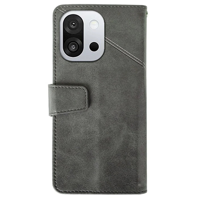 IDEWEI For OnePlus 13T 5G Case Leather Wallet Phone Cover Stand Calf Texture - Grey - 5