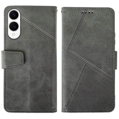 IDEWEI For Samsung Galaxy S25 Edge Case Leather Wallet Phone Cover Stand Calf Texture - Grey - 1