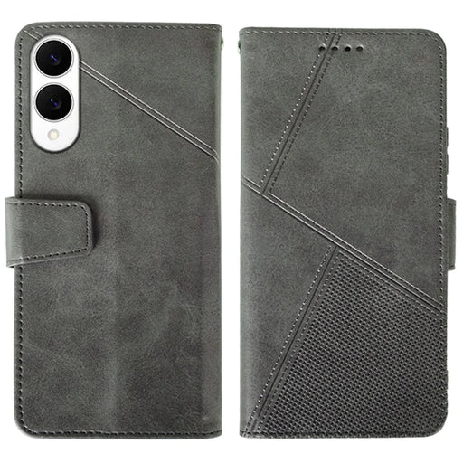 IDEWEI For Samsung Galaxy S25 Edge Case Leather Wallet Phone Cover Stand Calf Texture - Grey - 1