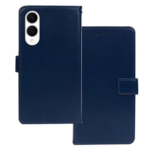 IDEWEI For Samsung Galaxy S25 Edge Case Wallet Leather Phone Cover Crazy Horse Texture - Blue - 1
