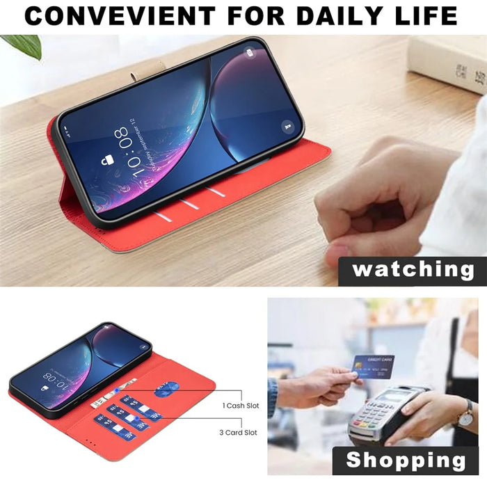 BINFEN COLOR For Realme C71 4G Leather Case  BF36 Floral Pattern Phone Cover RFID Blocking Wallet Stand - Red - 4