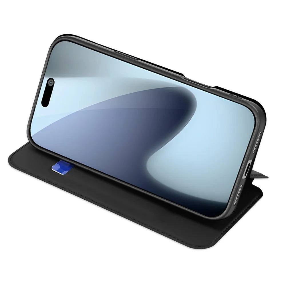 DUX DUCIS For iPhone 17 Pro Max Case  Skin Pro Series Leather Cover Card Holder - Black - 5