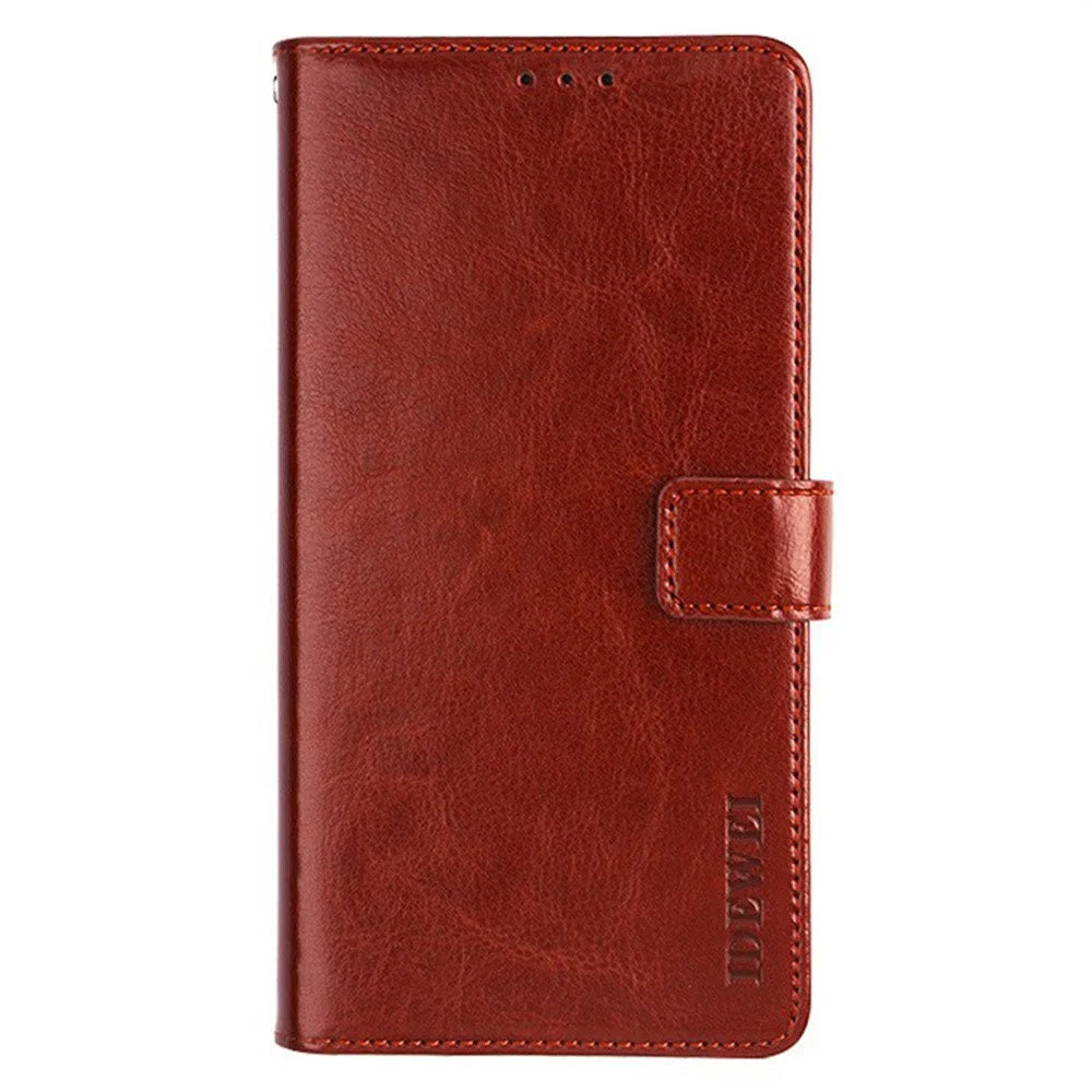 IDEWEI For iPhone 17 Stand Case Crazy Horse Texture Leather Phone Cover - Brown - 7