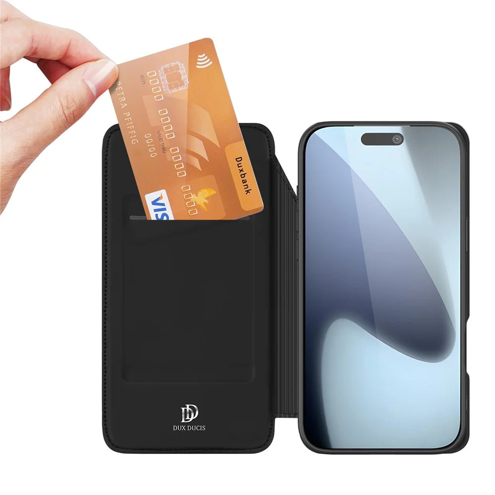 DUX DUCIS For iPhone 17 Pro Case  Skin Pro Series Leather Cover Card Holder - Black - 2