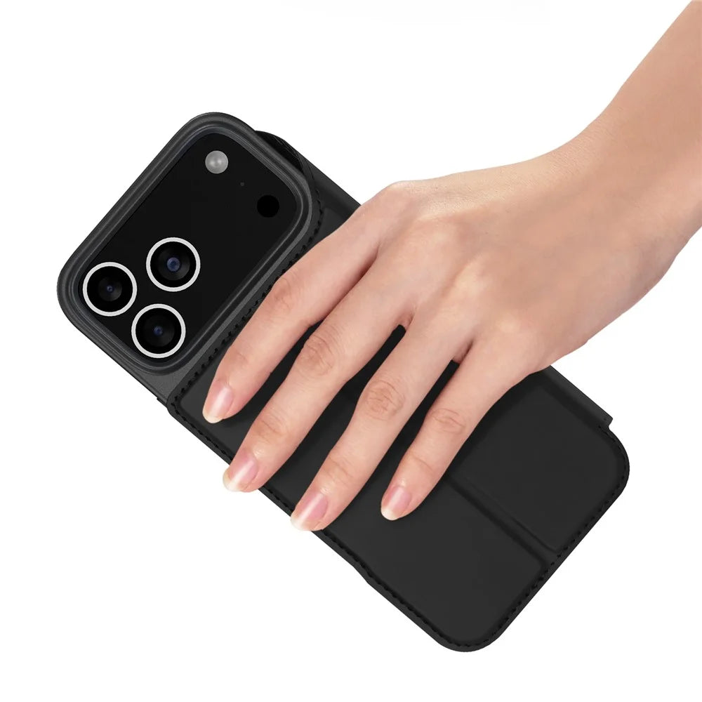 DUX DUCIS For iPhone 17 Pro Case  Skin Pro Series Leather Cover Card Holder - Black - 6