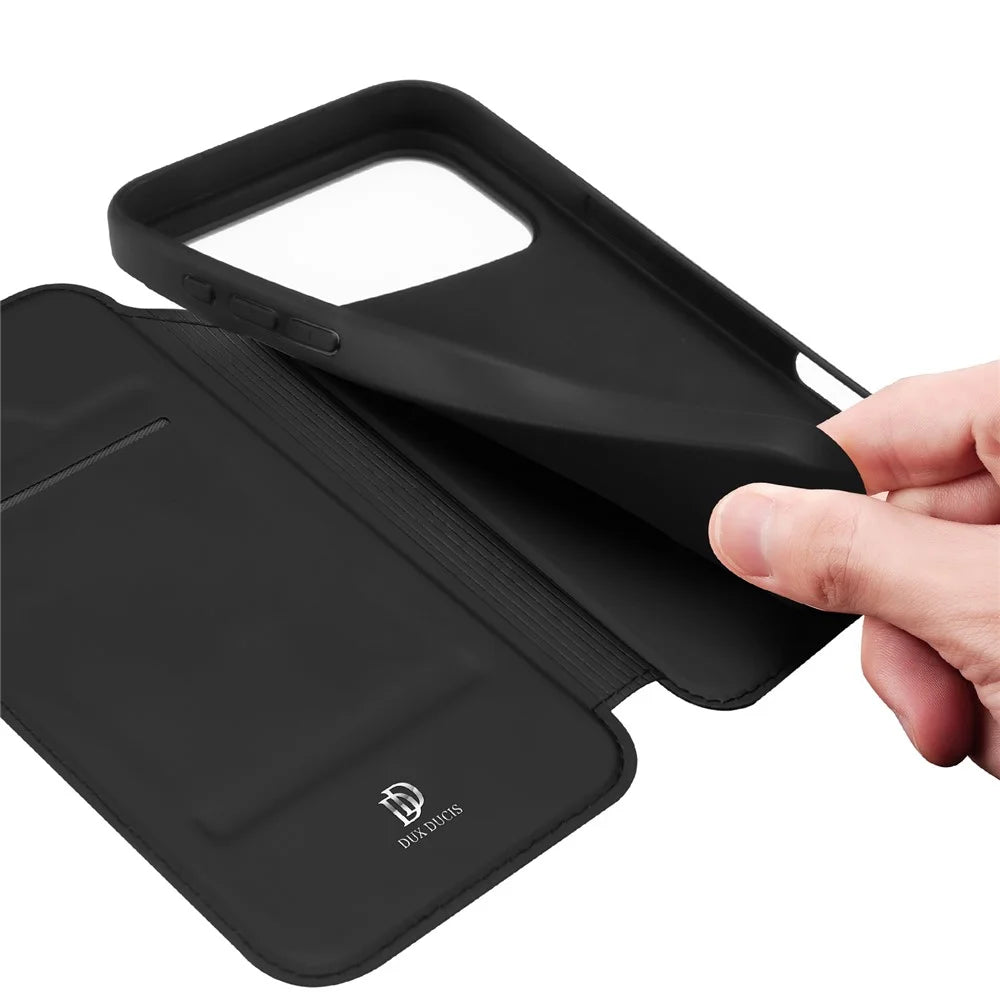 DUX DUCIS For iPhone 17 Pro Case  Skin Pro Series Leather Cover Card Holder - Black - 7