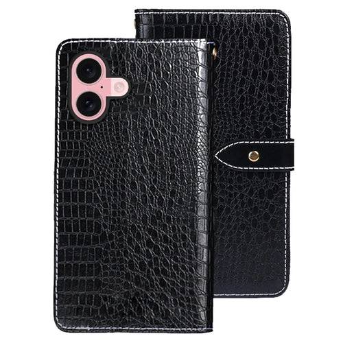 IDEWEI For iPhone 17 Case Crocodile Texture PU Leather Flip Phone Cover - Black - 1