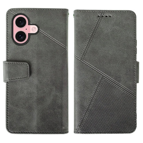IDEWEI For iPhone 17 Case Leather Wallet Phone Cover Stand Calf Texture - Grey - 1