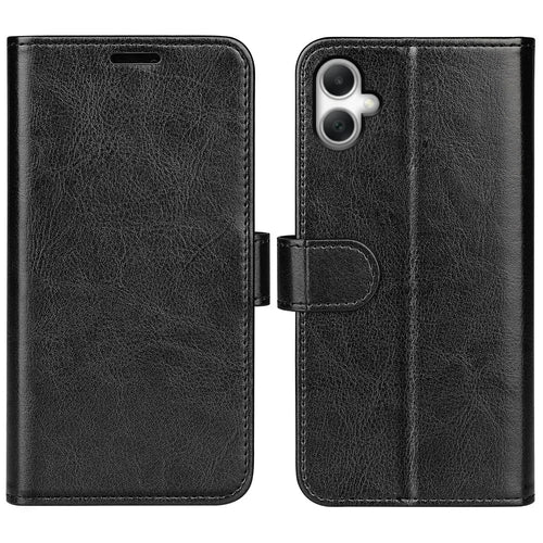 For Samsung Galaxy A08 5G / A08 4G / A07 4G / F07 4G / M07 4G Case Crazy Horse Texture Stand Leather Phone Cover -  Black - 1