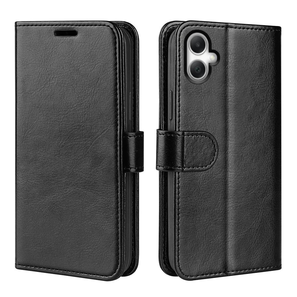 For Samsung Galaxy A08 5G / A08 4G / A07 4G / F07 4G / M07 4G Case Crazy Horse Texture Stand Leather Phone Cover -  Black - 4