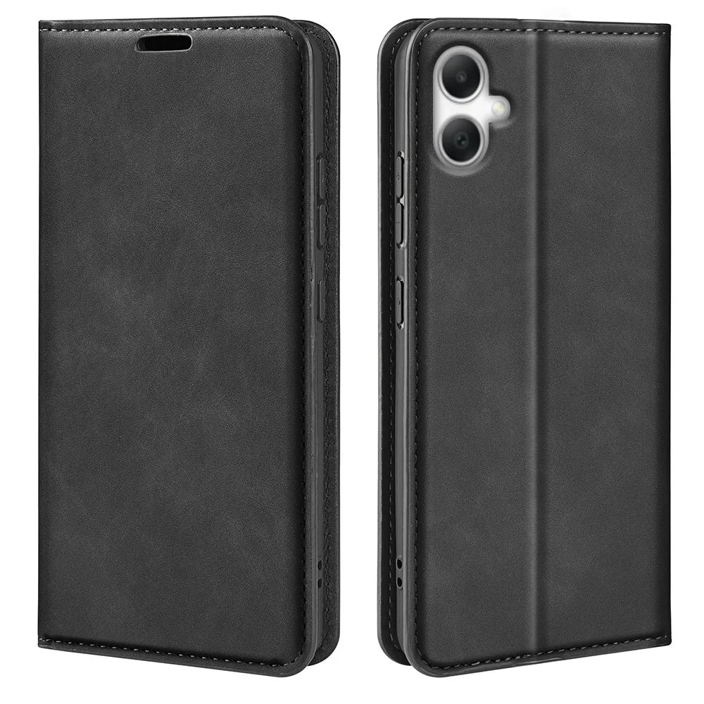 For Samsung Galaxy A08 5G / A08 4G / A07 4G / F07 4G / M07 4G Case Skin Touch Leather Wallet Phone Cover - Black - 4
