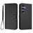 For Samsung Galaxy S24 / Galaxy S25 Leather Case Wallet Stand Phone Cover with Wrist Strap - Black - 1