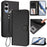 For Samsung Galaxy S25 Edge Leather Case Wallet Stand Phone Cover with Wrist Strap - Black - 2