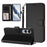 For Samsung Galaxy S25 Edge Leather Case Wallet Stand Phone Cover with Wrist Strap - Black - 3