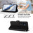 For Samsung Galaxy A55 5G Leather Case Wallet Stand Phone Cover with Wrist Strap - Black - 4