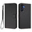 For Samsung Galaxy A16 5G / Galaxy A16 4G Leather Case Wallet Stand Phone Cover with Wrist Strap - Black - 1