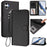For Samsung Galaxy A06 4G / Galaxy A06 5G Leather Case Wallet Stand Phone Cover with Wrist Strap - Black - 2