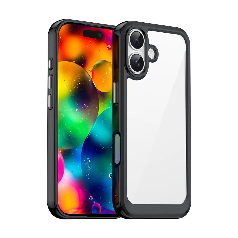 WANLONFENG For iPhone 17 Phone Case  XC Series TPU Acrylic Cover with Tempered Glass (Big Lens Hole) - Black - 2