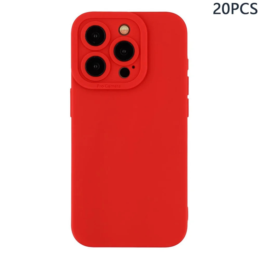 Bulk Purchasing 20Pcs For iPhone 15 Pro Max Case Precise Cutouts 1.3mm TPU Matte Phone Cover - Red - 1