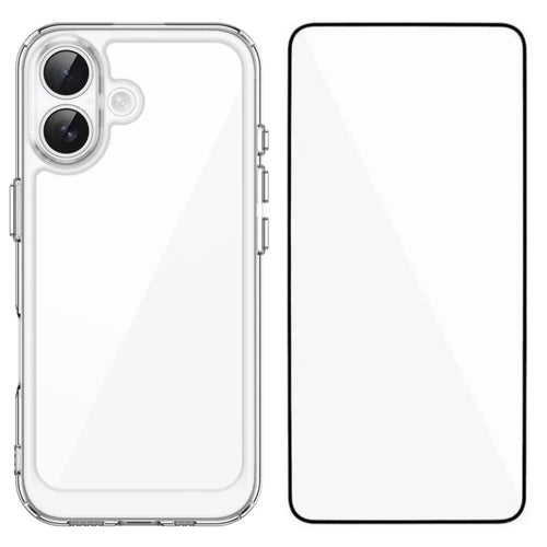 WANLONFENG For iPhone 17 Case  MF Series TPU Acrylic Clear Phone Cover with Tempered Glass Film - Transparent - 1