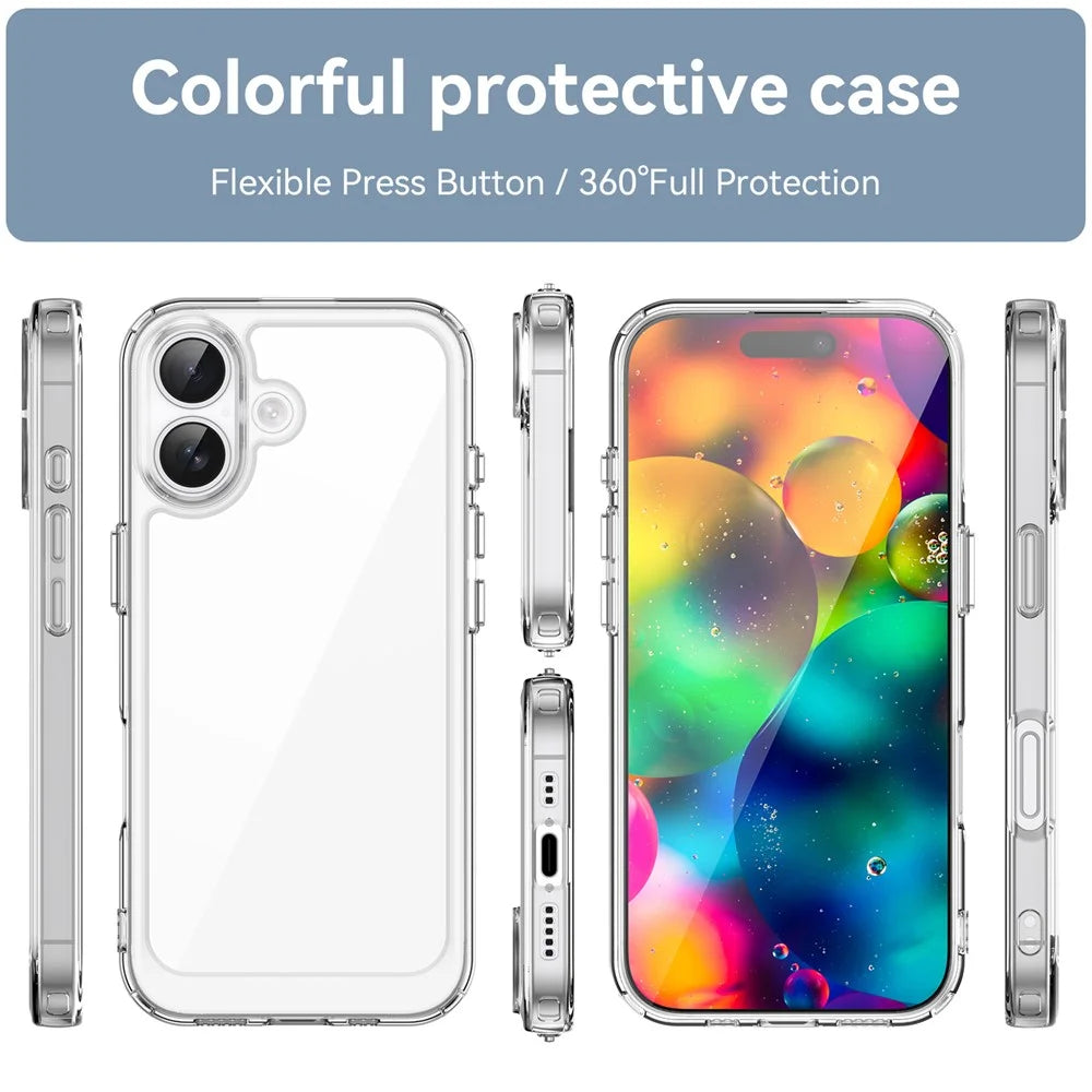 WANLONFENG For iPhone 17 Case  MF Series TPU Acrylic Clear Phone Cover with Tempered Glass Film - Transparent - 3