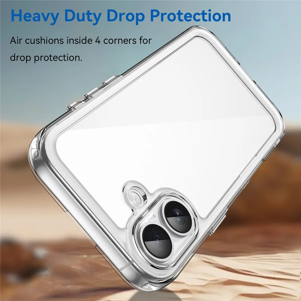 WANLONFENG For iPhone 17 Case  MF Series TPU Acrylic Clear Phone Cover with Tempered Glass Film - Transparent - 4