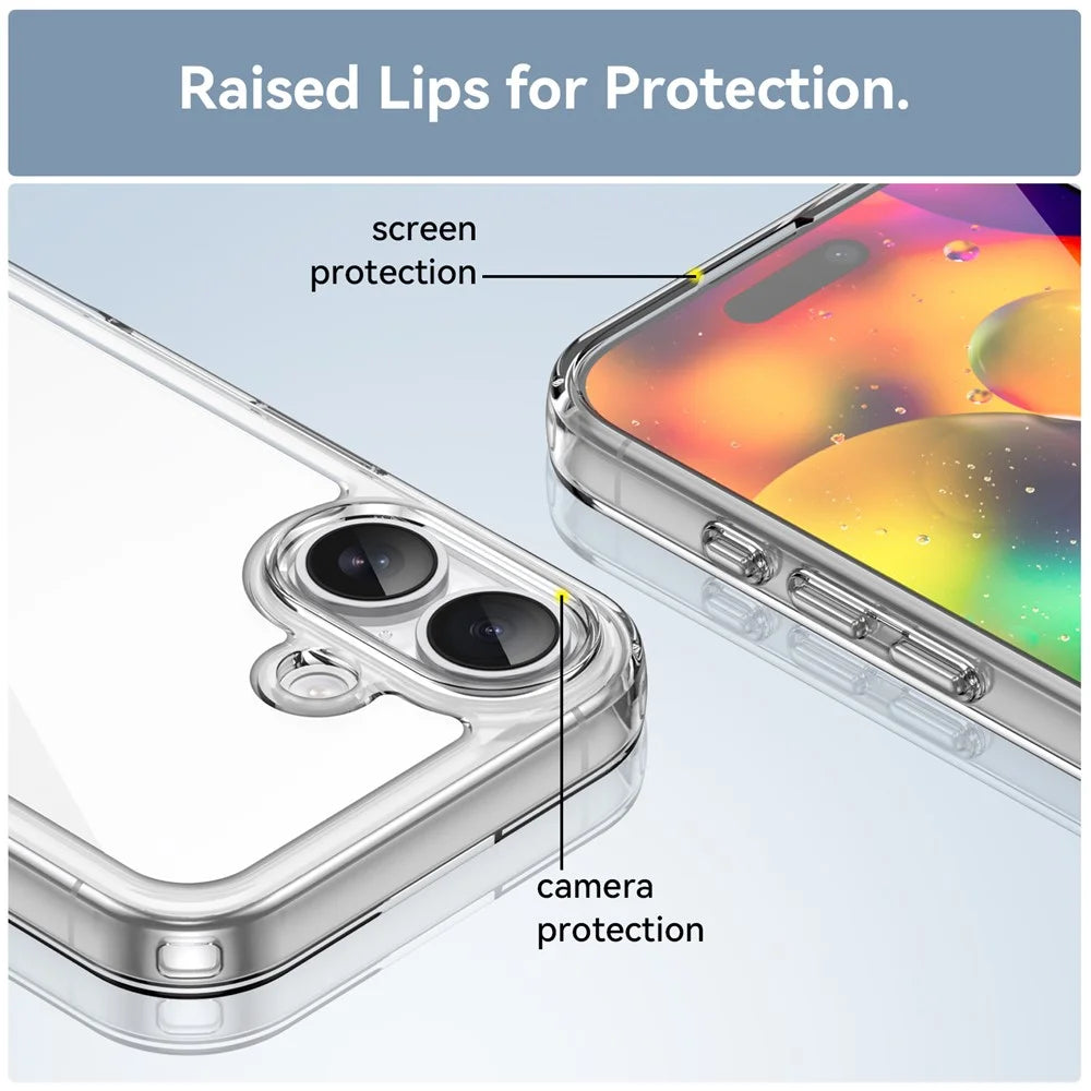 WANLONFENG For iPhone 17 Case  MF Series TPU Acrylic Clear Phone Cover with Tempered Glass Film - Transparent - 7