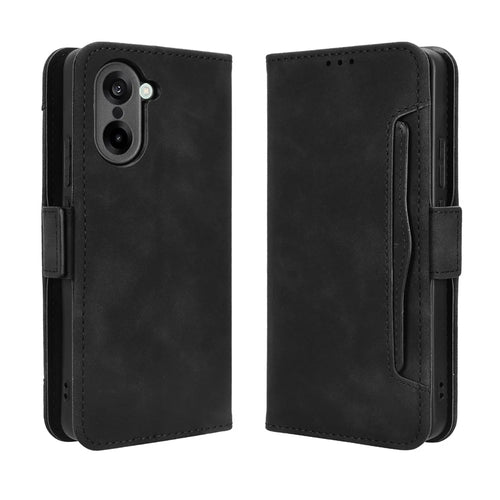 For OnePlus Nord CE5 5G / Ace 5 Racing 5G Leather Case Phone Wallet Cover with Multiple Card Slots - Black - 1