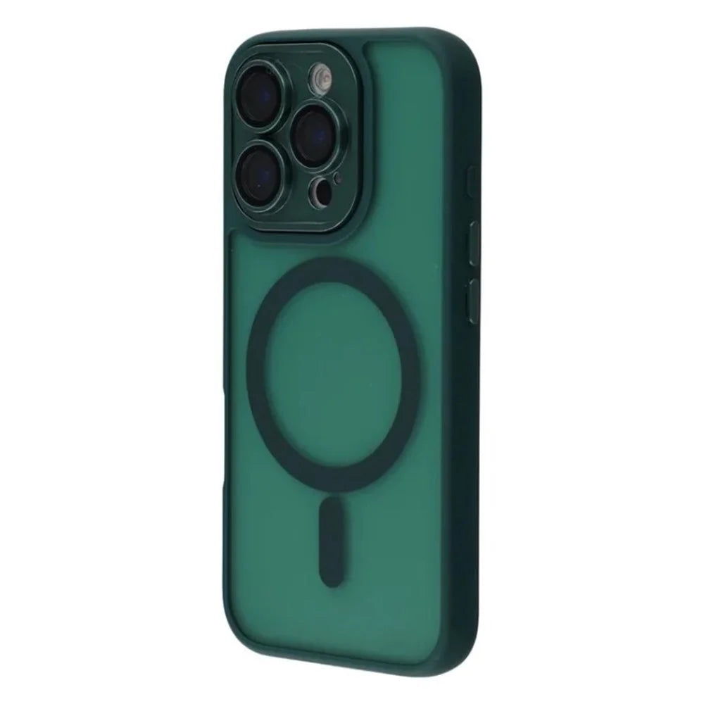 WANLONFENG For iPhone 16 Pro Max Case Compatible with MagSafe  QB Series PC TPU Phone Cover with Screen Film - Dark Green - 4