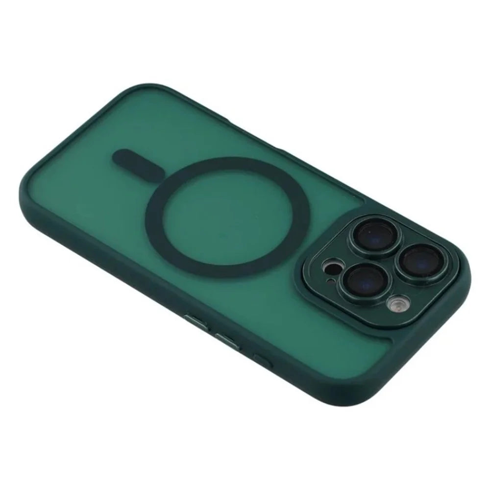 WANLONFENG For iPhone 16 Pro Max Case Compatible with MagSafe  QB Series PC TPU Phone Cover with Screen Film - Dark Green - 5