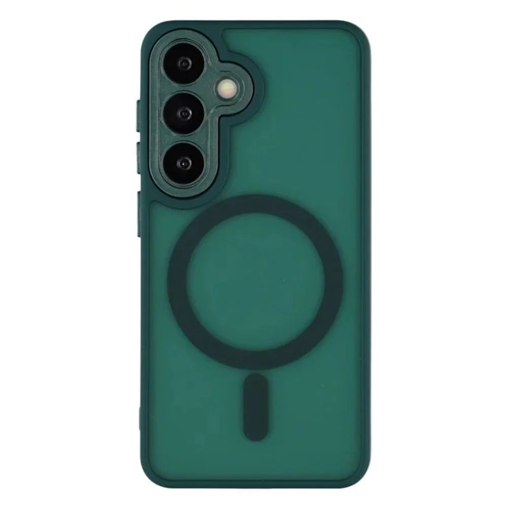 WANLONFENG For Samsung Galaxy S24 Magnetic Case  QB Series PC TPU Phone Cover with Screen Film - Dark Green - 2