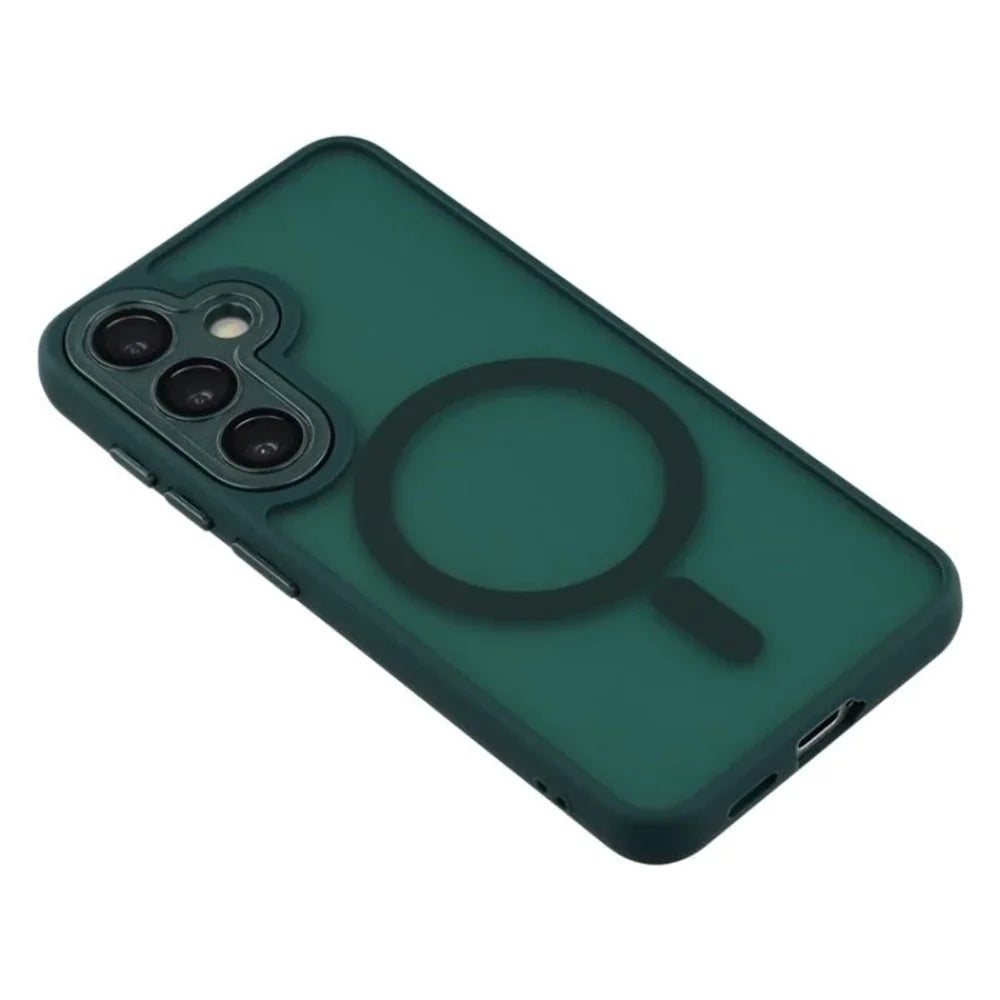 WANLONFENG For Samsung Galaxy S25+ Magnetic Case  QB Series PC TPU Phone Cover with Screen Film - Dark Green - 5