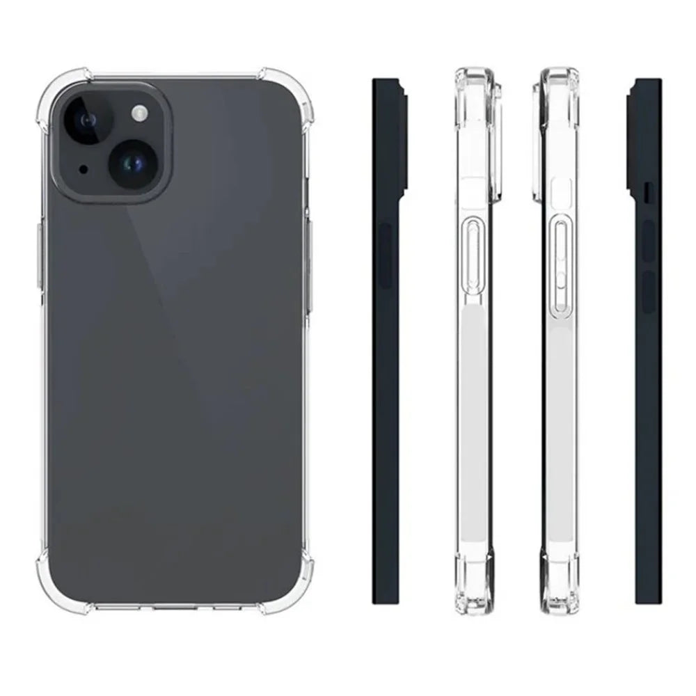 WANLONFENG For iPhone 15 Back Cover  TM Series 2.0mm Clear TPU Phone Case (Big Lens Hole) - Transparent - 5